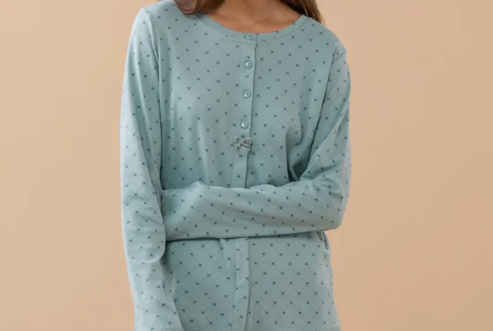 Pigiama aperto cuoricini NOI DI NOTTE FA9271 (2)