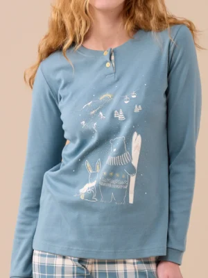 Pigiama caldo cotone montagna NOI DI NOTTE FA9278 (1)