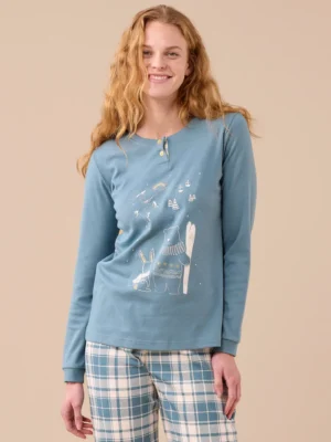 Pigiama caldo cotone montagna NOI DI NOTTE FA9278 (3)