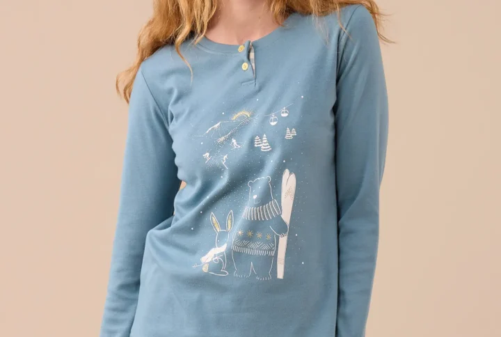 Pigiama caldo cotone montagna NOI DI NOTTE FA9278 (3)