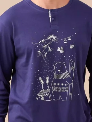 Pigiama caldo cotone montagna NOI DI NOTTE FC3154 (1)