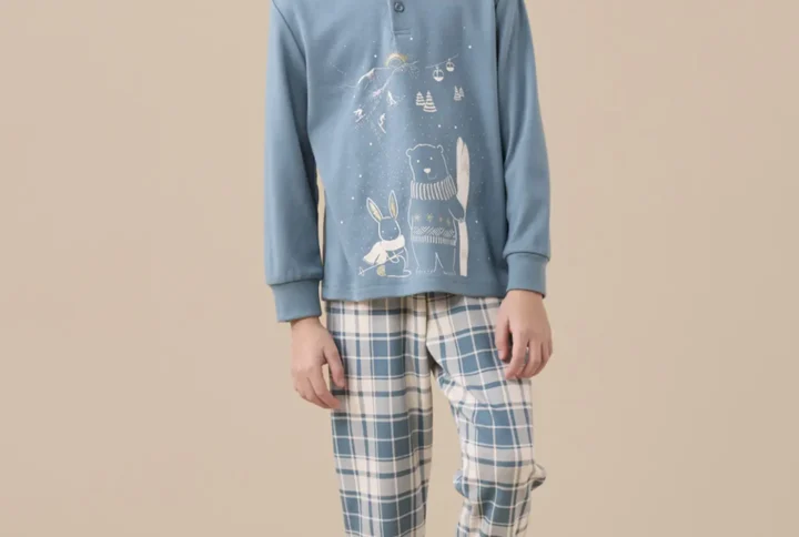 Pigiama caldo cotone montagna NOI DI NOTTE FL521 (2)