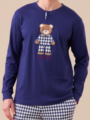 Pigiama caldo cotone orso blu NOI DI NOTTE FC3144 (2)