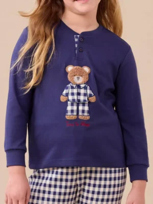 Pigiama caldo cotone orso blu NOI DI NOTTE FF2561 (2)