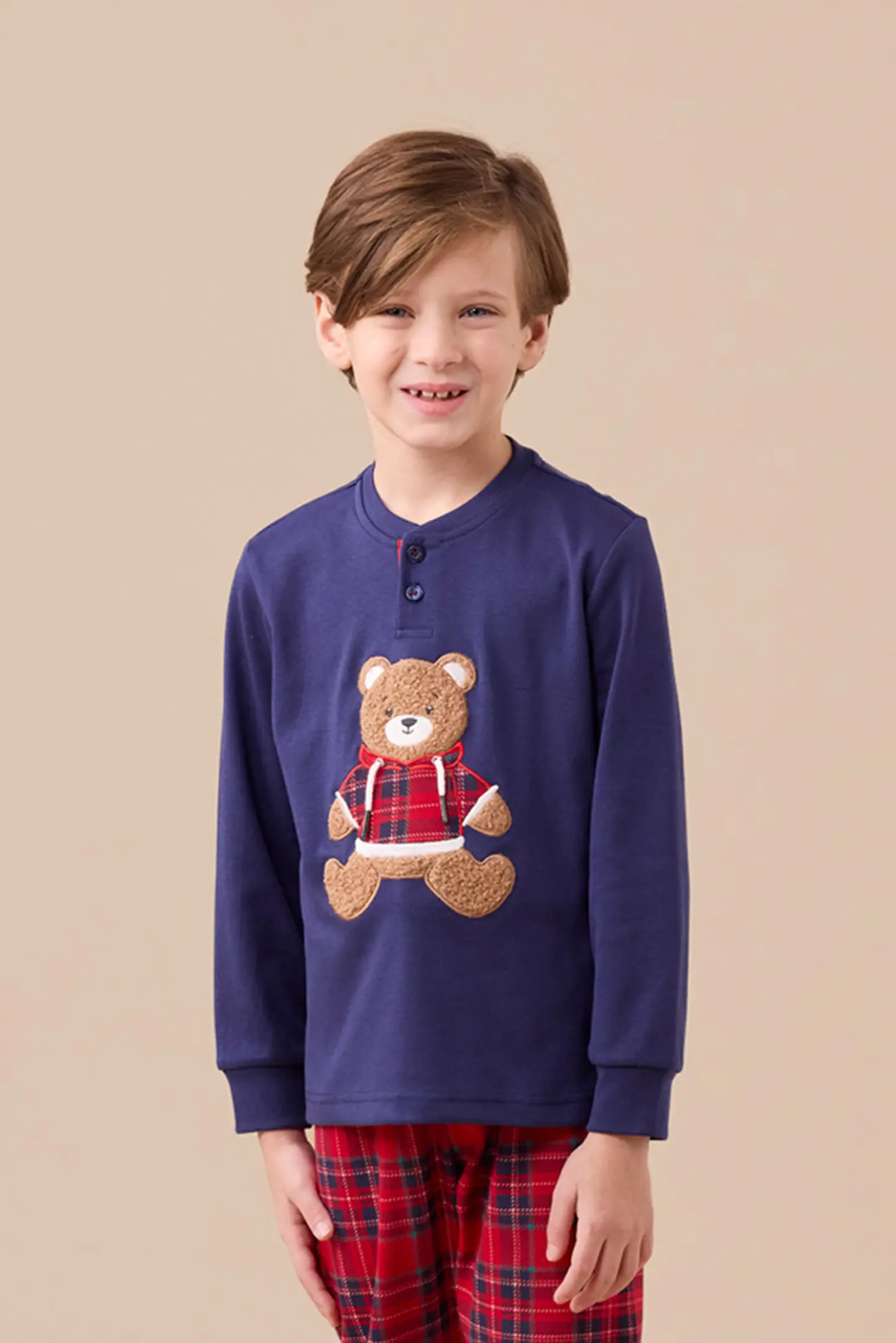 Pigiama caldo cotone orso felpa NOI DI NOTTE FE2596 (1)