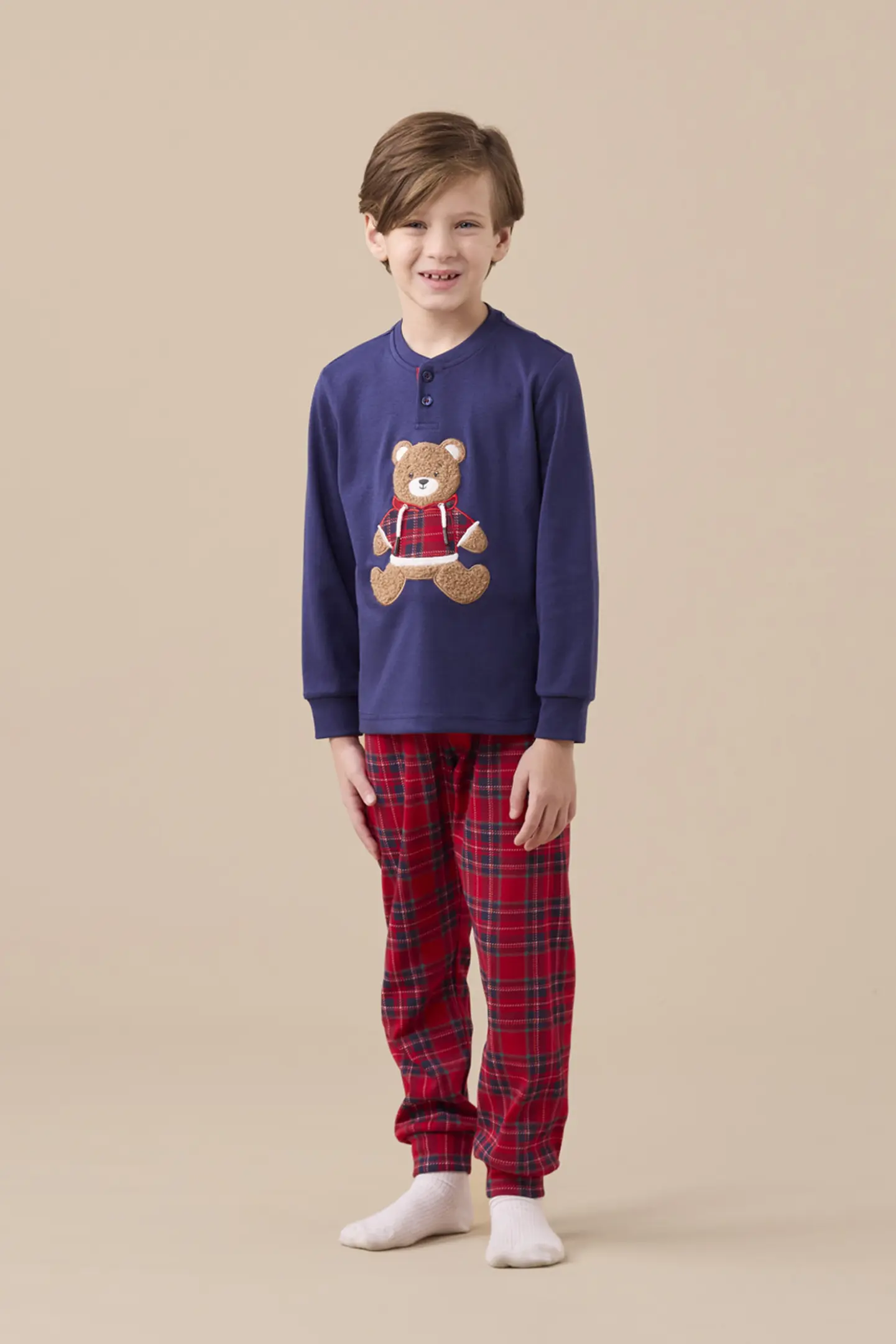 Pigiama caldo cotone orso felpa NOI DI NOTTE FE2596 (4)